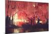 Night Scene of Autumn Forest,Fantasy Landscape Painting-Tithi Luadthong-Mounted Art Print