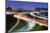 Night Scene of Cars Light at Highway and Interchange in Famous Guandu Bridge, Taipei, Taiwan, Asia.-elwynn-Mounted Photographic Print