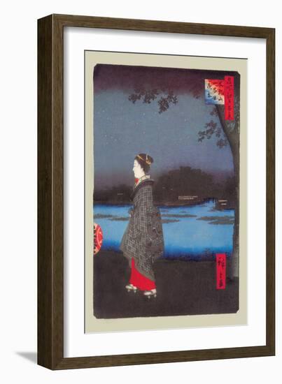 Night Scene of Matsuchi Hill and the Sanya Moat-Ando Hiroshige-Framed Art Print