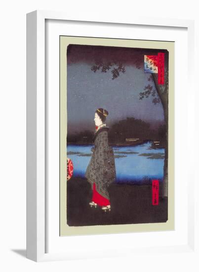 Night Scene of Matsuchi Hill and the Sanya Moat-Ando Hiroshige-Framed Art Print