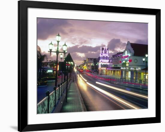 Night Scene of Oranjestad, Aruba, Caribbean-Robin Hill-Framed Photographic Print