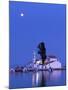 Night Scene of Vlacherna Monastery with Moon, Kanoni, Corfu, Greece-Ivan Vdovin-Mounted Photographic Print