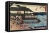 Night Scene on Yanagi-Bashi Bridge and Restaurant Manhachi, C. 1835-1842-Utagawa Hiroshige-Framed Stretched Canvas