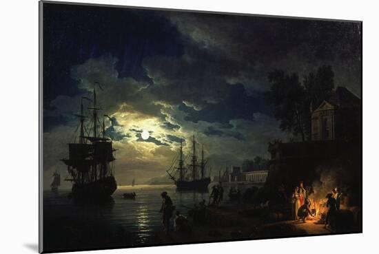 Night Sea Port in Moon Light 1771-Claude Joseph Vernet-Mounted Giclee Print