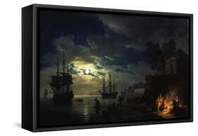 Night Sea Port in Moon Light 1771-Claude Joseph Vernet-Framed Stretched Canvas