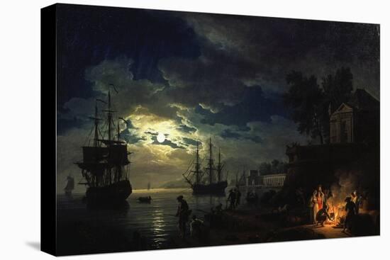 Night Sea Port in Moon Light 1771-Claude Joseph Vernet-Stretched Canvas