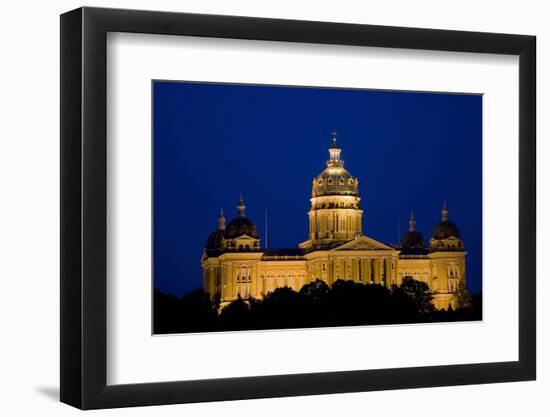 Night shot of Iowa State Capital and dome, Des Moines, Iowa-null-Framed Photographic Print