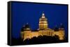 Night shot of Iowa State Capital and dome, Des Moines, Iowa-null-Framed Stretched Canvas