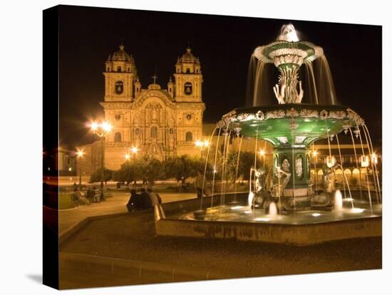 Night Shot of Plaza De Armas, Cusco, Peru-Diane Johnson-Stretched Canvas