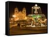 Night Shot of Plaza De Armas, Cusco, Peru-Diane Johnson-Framed Stretched Canvas