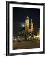 Night Shot of Saint Mary's Church or Basilica, Unesco World Hertitage Site, Poland-Robert Harding-Framed Photographic Print