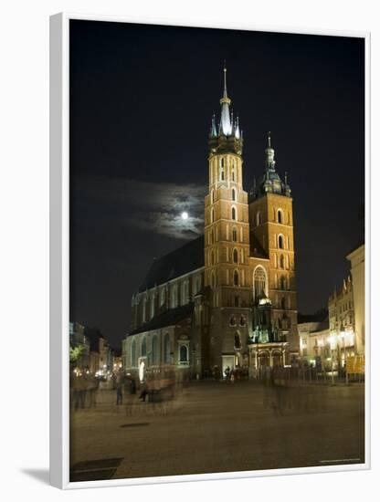 Night Shot of Saint Mary's Church or Basilica, Unesco World Hertitage Site, Poland-Robert Harding-Framed Photographic Print