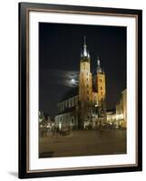 Night Shot of Saint Mary's Church or Basilica, Unesco World Hertitage Site, Poland-Robert Harding-Framed Photographic Print