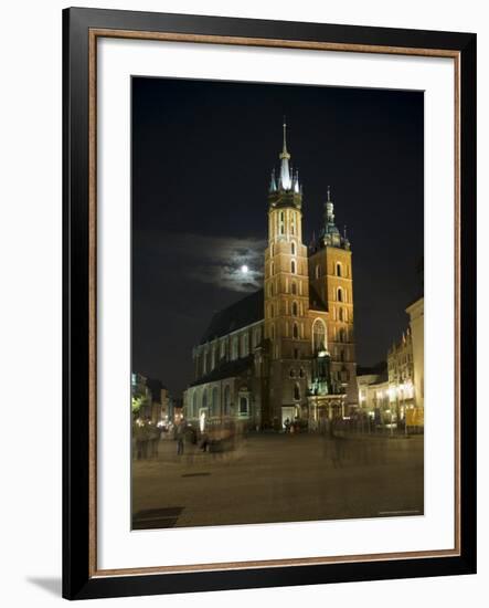 Night Shot of Saint Mary's Church or Basilica, Unesco World Hertitage Site, Poland-Robert Harding-Framed Photographic Print