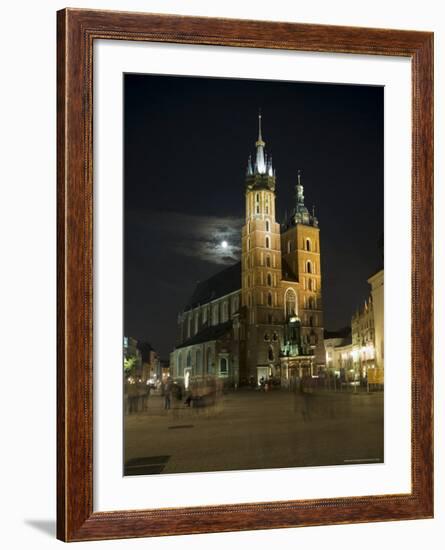 Night Shot of Saint Mary's Church or Basilica, Unesco World Hertitage Site, Poland-Robert Harding-Framed Photographic Print