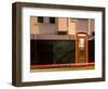 Night Shot of Uk Phonebox with Light Trails from Passing Car-Clive Nolan-Framed Photographic Print