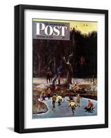 "Night Skating," Saturday Evening Post Cover, December 16, 1944-John Falter-Framed Giclee Print