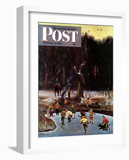 "Night Skating," Saturday Evening Post Cover, December 16, 1944-John Falter-Framed Giclee Print