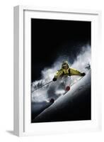 Night Skiier on Les Arcs French Alps-null-Framed Photo