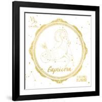 Night Sky Capricorn White and Gold-Sara Zieve Miller-Framed Art Print