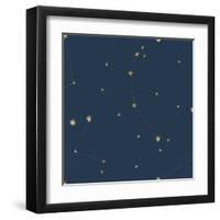 Night Sky Navy and Gold Pattern 05A-Sara Zieve Miller-Framed Art Print