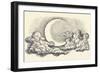 Night Sky Vector, Moon in the Clouds Hand Drawing-Danussa-Framed Art Print