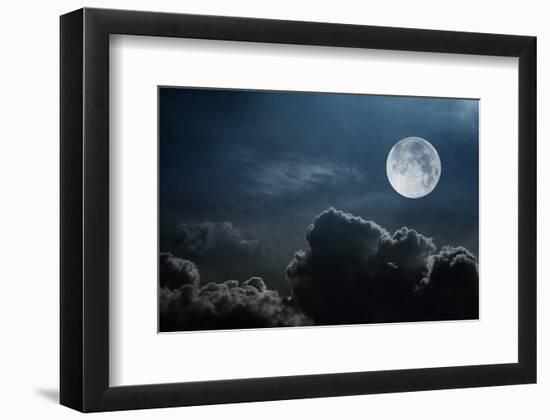 Night Sky With Moon and Clouds-null-Framed Art Print