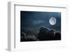 Night Sky With Moon and Clouds-null-Framed Art Print