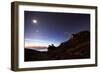 Night Sky with the Moon and Venus over Mountains Near Copacabana and Lake Titicaca-Alex Saberi-Framed Photographic Print