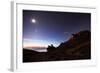 Night Sky with the Moon and Venus over Mountains Near Copacabana and Lake Titicaca-Alex Saberi-Framed Photographic Print