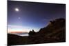 Night Sky with the Moon and Venus over Mountains Near Copacabana and Lake Titicaca-Alex Saberi-Mounted Photographic Print