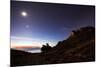 Night Sky with the Moon and Venus over Mountains Near Copacabana and Lake Titicaca-Alex Saberi-Mounted Photographic Print