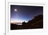 Night Sky with the Moon and Venus over Mountains Near Copacabana and Lake Titicaca-Alex Saberi-Framed Photographic Print