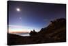 Night Sky with the Moon and Venus over Mountains Near Copacabana and Lake Titicaca-Alex Saberi-Stretched Canvas