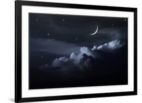 Night Sky With Waxing Moon-null-Framed Premium Giclee Print