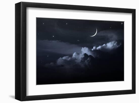 Night Sky With Waxing Moon-null-Framed Art Print