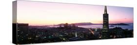 Night Skyline and Transamerica Building and Golden Gate Bridge, San Francisco, California, USA-null-Stretched Canvas