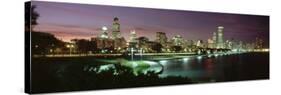 Night Skyline Chicago Il, USA-null-Stretched Canvas