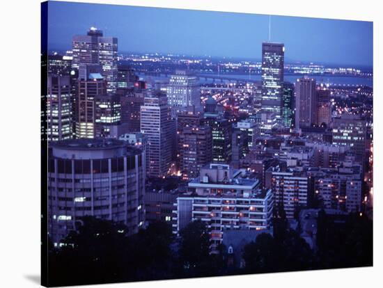 Night Skyline Seen from Mount Royal, Montreal Canada-null-Stretched Canvas