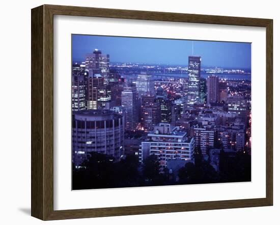 Night Skyline Seen from Mount Royal, Montreal Canada-null-Framed Premium Photographic Print