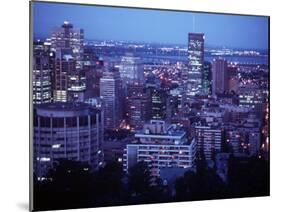 Night Skyline Seen from Mount Royal, Montreal Canada-null-Mounted Premium Photographic Print