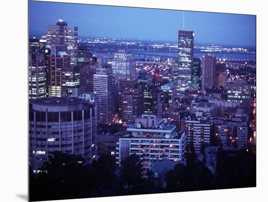 Night Skyline Seen from Mount Royal, Montreal Canada-null-Mounted Photographic Print