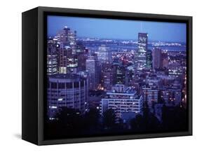 Night Skyline Seen from Mount Royal, Montreal Canada-null-Framed Stretched Canvas