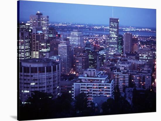 Night Skyline Seen from Mount Royal, Montreal Canada-null-Stretched Canvas