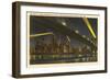 Night, Skyline under Brooklyn Bridge, New York City-null-Framed Art Print