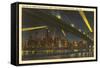 Night, Skyline under Brooklyn Bridge, New York City-null-Framed Stretched Canvas