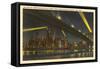 Night, Skyline under Brooklyn Bridge, New York City-null-Framed Stretched Canvas