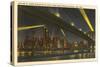 Night, Skyline under Brooklyn Bridge, New York City-null-Stretched Canvas