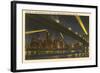 Night, Skyline under Brooklyn Bridge, New York City-null-Framed Art Print