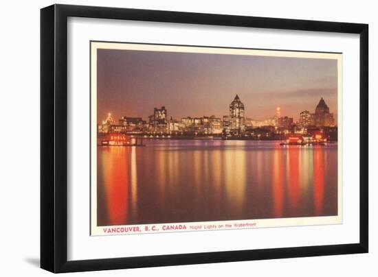 Night Skyline, Vancouver, British Columbia-null-Framed Art Print